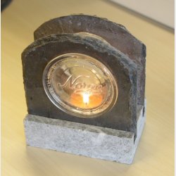 Telysholder M/Norgesglass og kleberstett